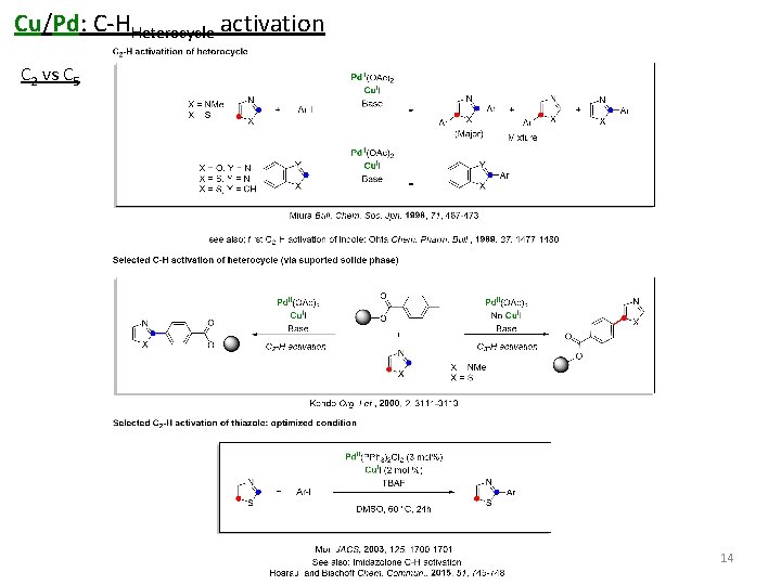 Cu/Pd: C-HHeterocycle activation C 2 vs C 5 14 