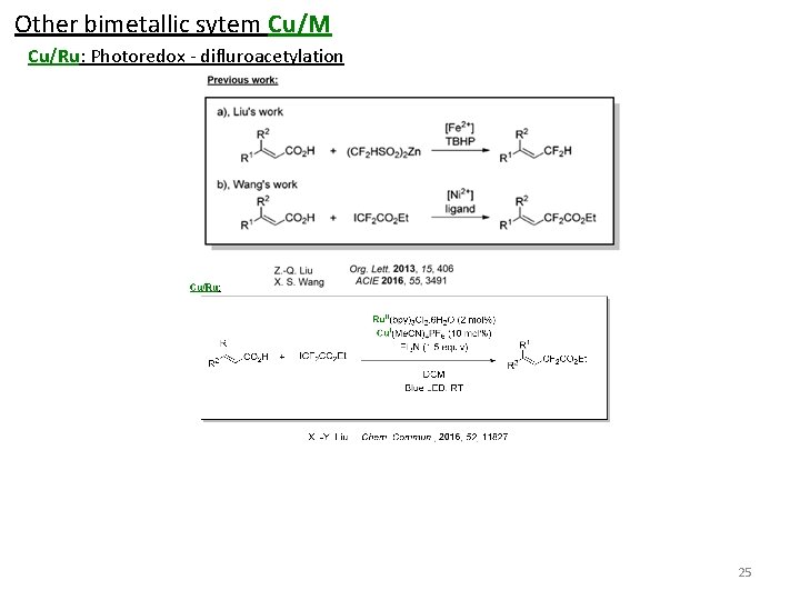 Other bimetallic sytem Cu/M Cu/Ru: Photoredox - difluroacetylation 25 