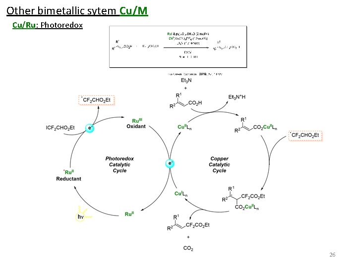 Other bimetallic sytem Cu/M Cu/Ru: Photoredox 26 