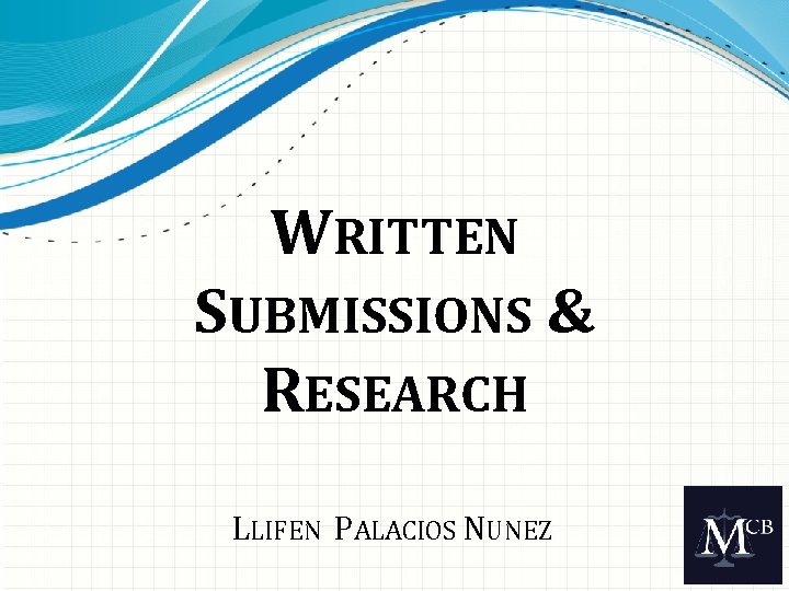 WRITTEN SUBMISSIONS & RESEARCH LLIFEN PALACIOS NUNEZ 