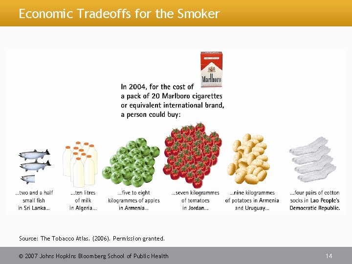 Economic Tradeoffs for the Smoker Source: The Tobacco Atlas. (2006). Permission granted. 2007 Johns