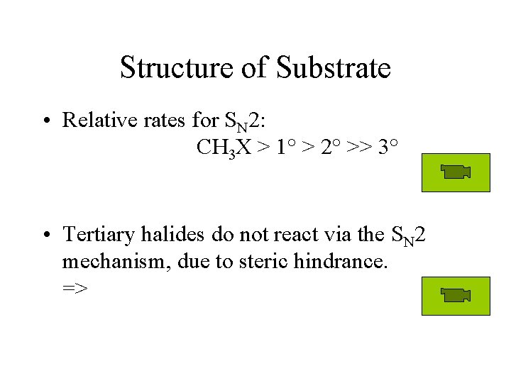 Structure of Substrate • Relative rates for SN 2: CH 3 X > 1°