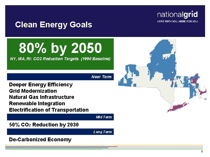 Clean Energy Goals 80% by 2050 NY, MA, RI: CO 2 Reduction Targets (1990