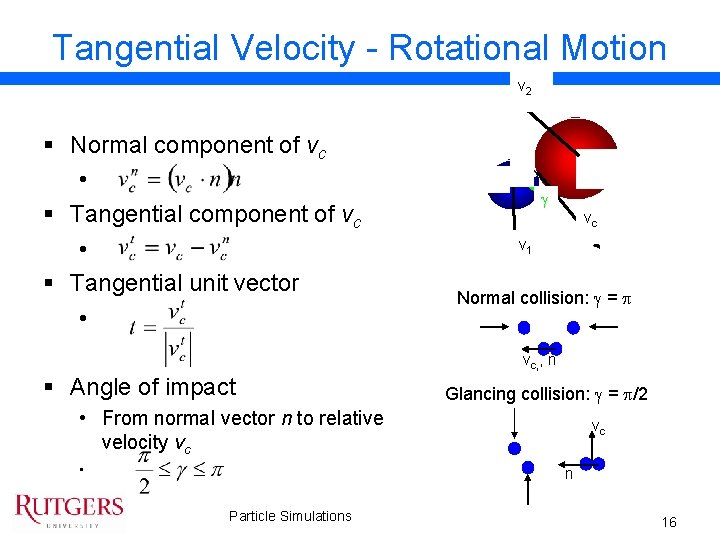 Tangential Velocity - Rotational Motion v 2 § Normal component of vc • §