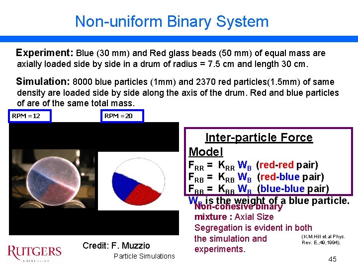 Non-uniform Binary System Experiment: Blue (30 mm) and Red glass beads (50 mm) of