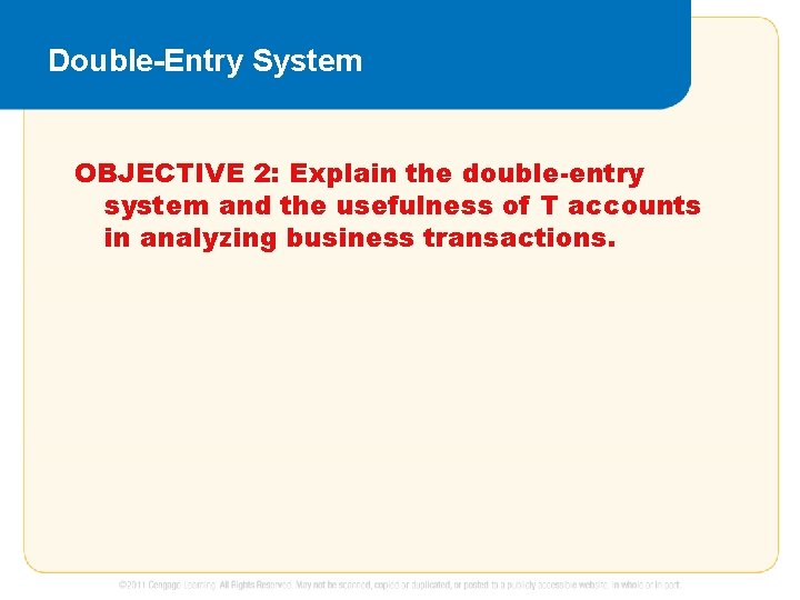 Double-Entry System OBJECTIVE 2: Explain the double-entry system and the usefulness of T accounts