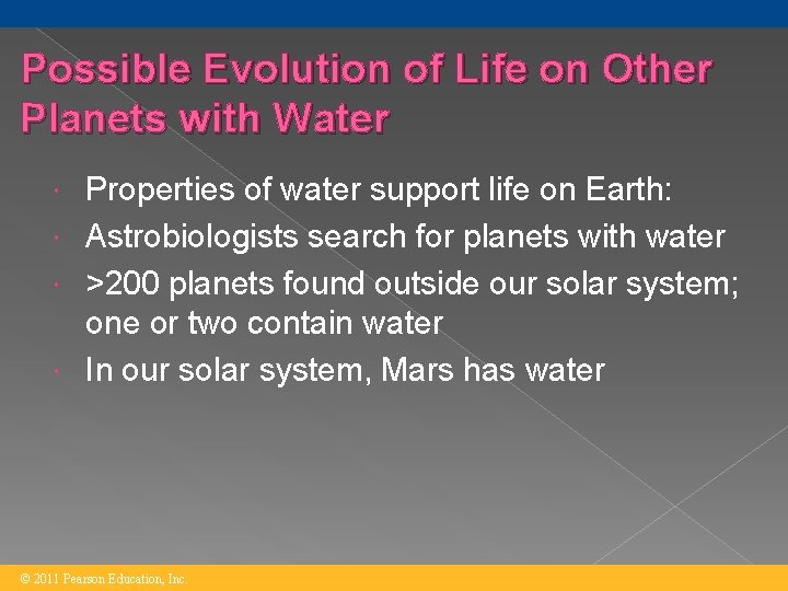 Possible Evolution of Life on Other Planets with Water Properties of water support life