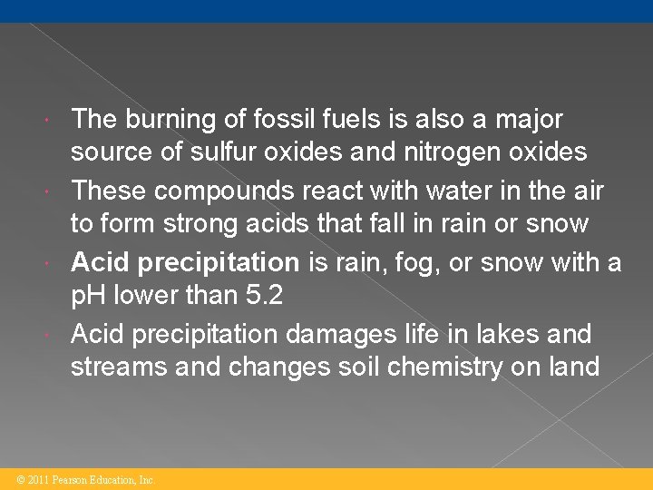 The burning of fossil fuels is also a major source of sulfur oxides and