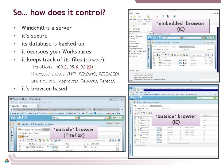 So… how does it control? § § § Windchill is a server it’s secure