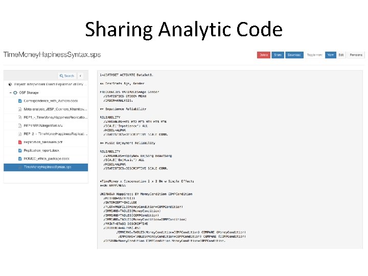 Sharing Analytic Code 