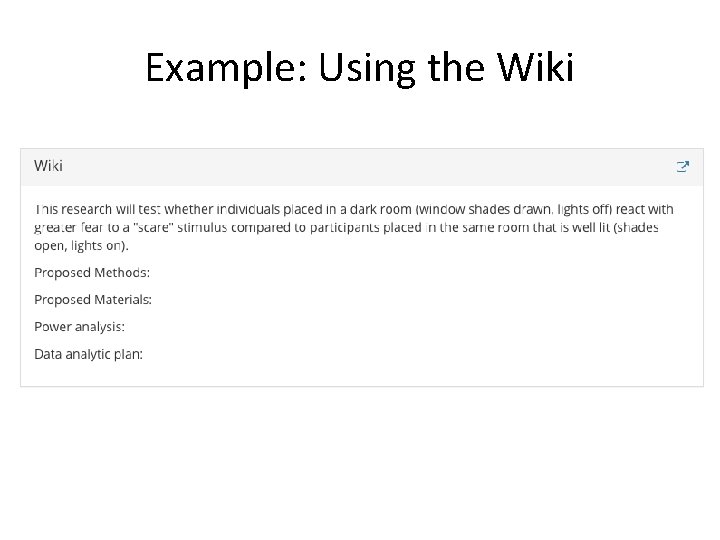 Example: Using the Wiki 