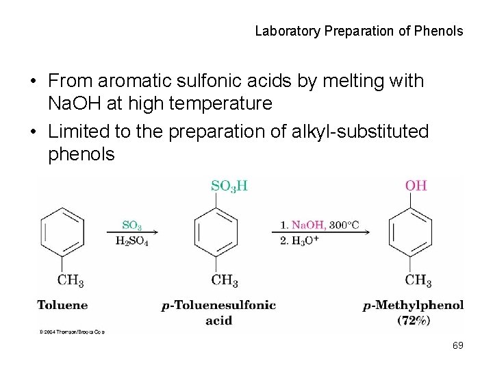 Laboratory Preparation of Phenols • From aromatic sulfonic acids by melting with Na. OH