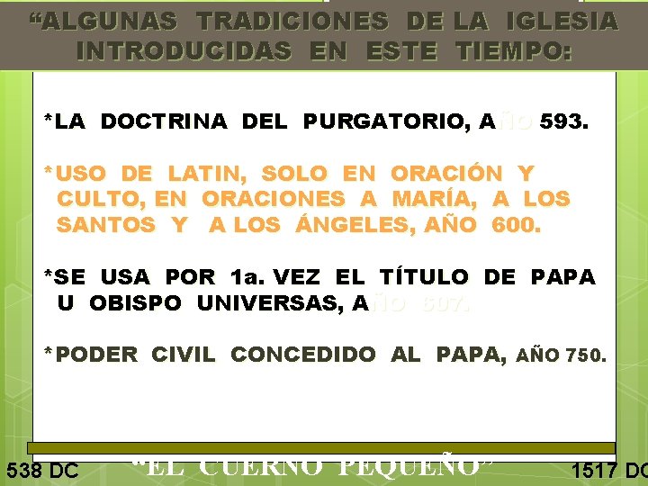 “IGLESIA APOSTATA = ERA DE TINIEBLAS ESPIRITUALES” “ALGUNAS TRADICIONES DE LA IGLESIA 40 INTRODUCIDAS