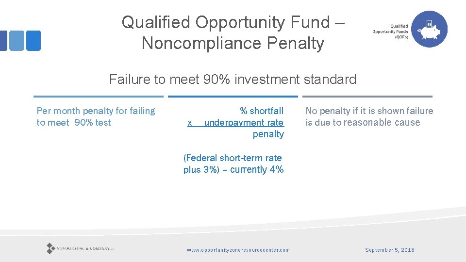 Qualified Opportunity Fund – Noncompliance Penalty Failure to meet 90% investment standard Per month