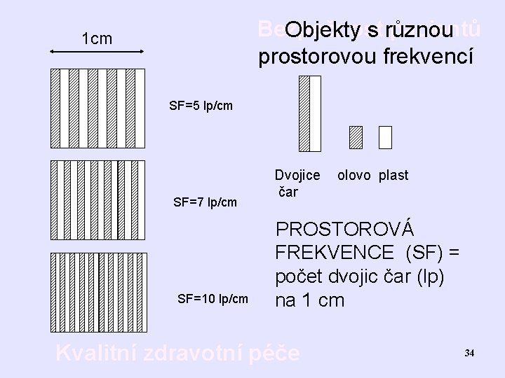 Bezpečnost pacientů Objekty s různou prostorovou frekvencí 1 cm SF=5 lp/cm SF=7 lp/cm SF=10