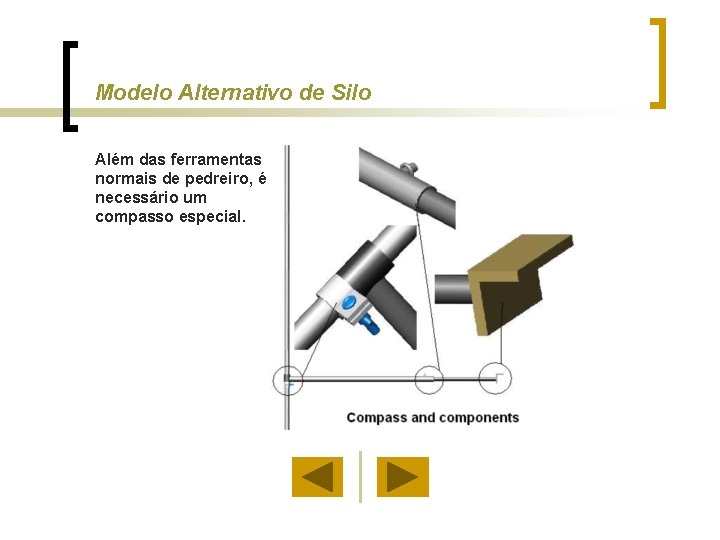 Modelo Alternativo de Silo Além das ferramentas normais de pedreiro, é necessário um compasso
