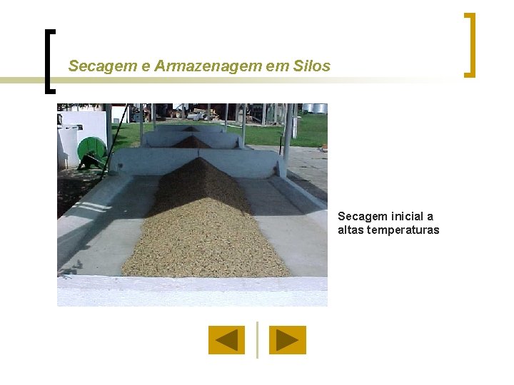 Secagem e Armazenagem em Silos Secagem inicial a altas temperaturas 