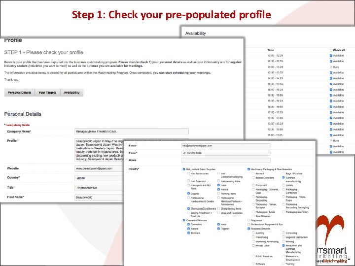 Step 1: Check your pre-populated profile 