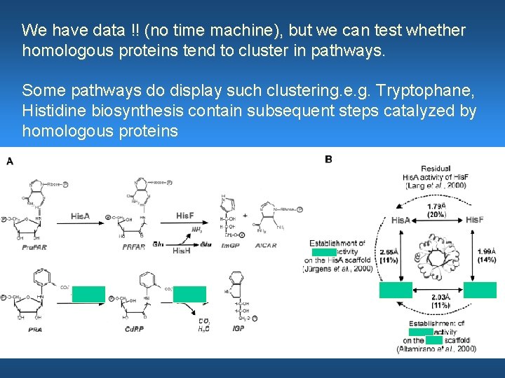 We have data !! (no time machine), but we can test whether homologous proteins