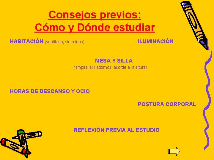 Consejos previos: Cómo y Dónde estudiar HABITACIÓN (ventilada, sin ruidos) ILUMINACIÓN MESA Y SILLA