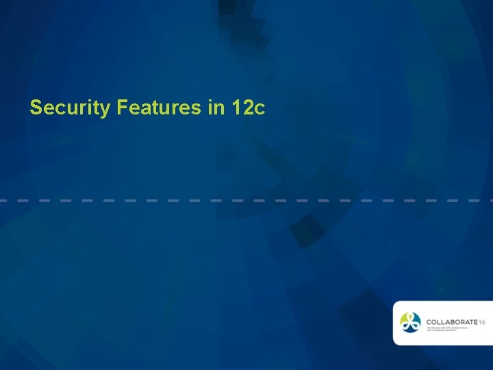 Security Features in 12 c 