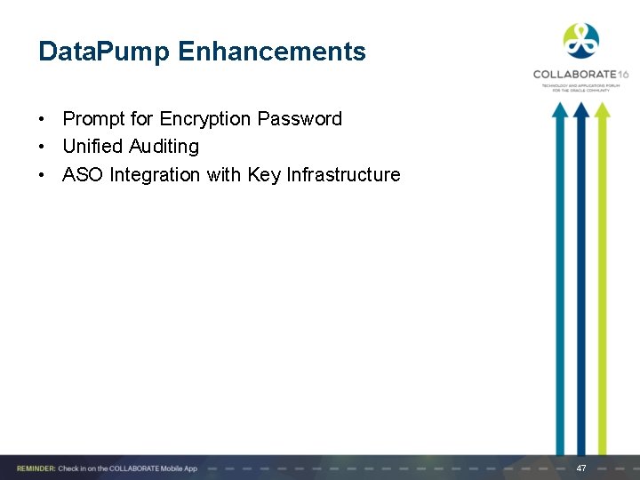 Data. Pump Enhancements • Prompt for Encryption Password • Unified Auditing • ASO Integration
