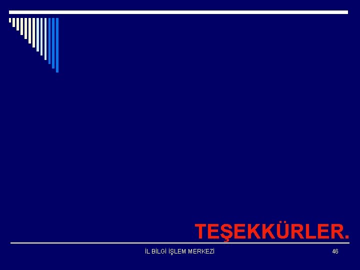 TEŞEKKÜRLER. İL BİLGİ İŞLEM MERKEZİ 46 
