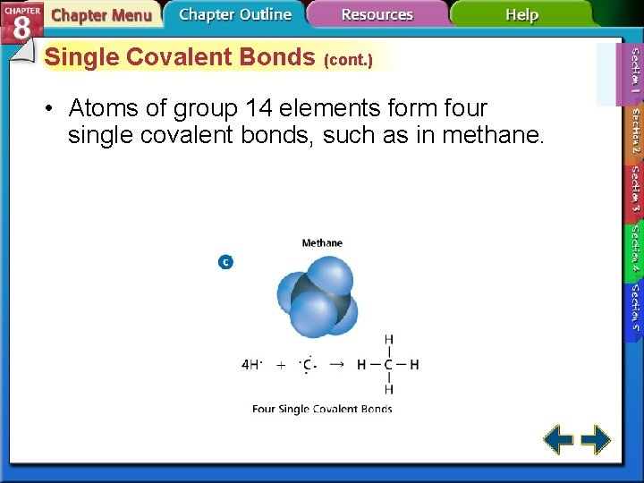 Single Covalent Bonds (cont. ) • Atoms of group 14 elements form four single