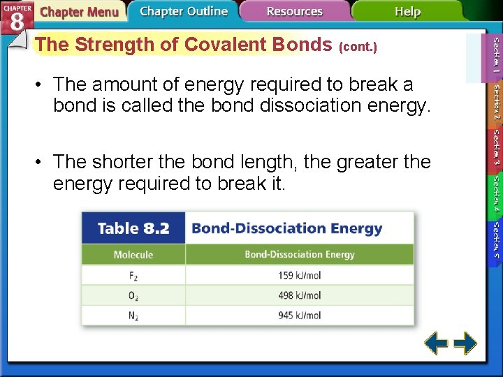 The Strength of Covalent Bonds (cont. ) • The amount of energy required to