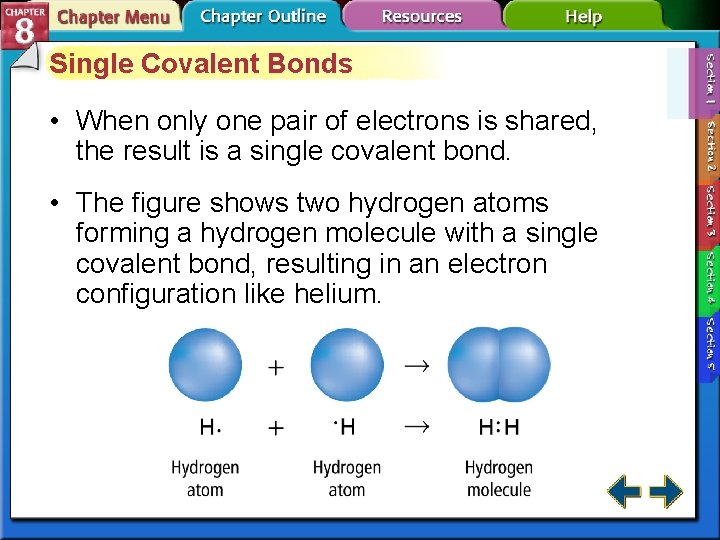 Single Covalent Bonds • When only one pair of electrons is shared, the result
