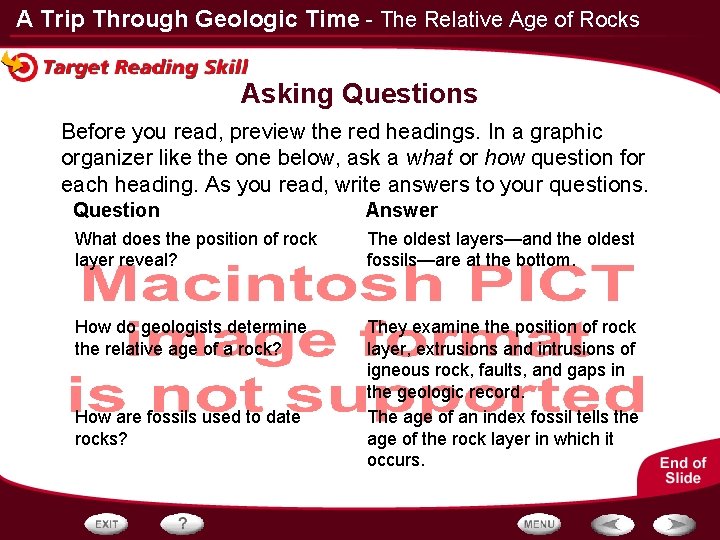 A Trip Through Geologic Time - The Relative Age of Rocks Asking Questions Before