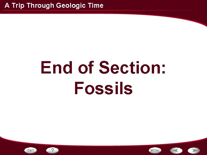 A Trip Through Geologic Time End of Section: Fossils 