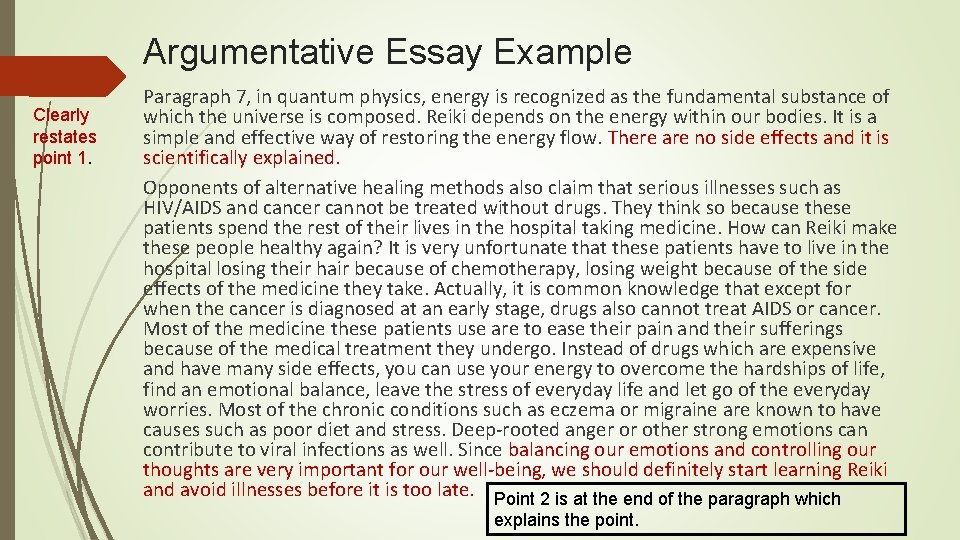 Argumentative Essay Example Clearly restates point 1. Paragraph 7, in quantum physics, energy is