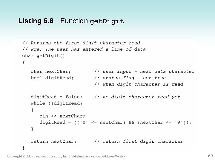  Listing 5. 8 Function get. Digit Copyright © 2007 Pearson Education, Inc. Publishing