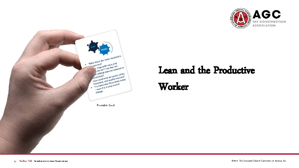 Lean and the Productive Worker Printable Card 7 | Toolbox Talk: Introduction to Lean