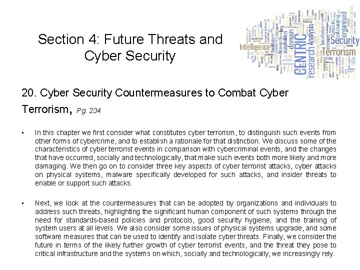 Section 4: Future Threats and Cyber Security 20. Cyber Security Countermeasures to Combat Cyber