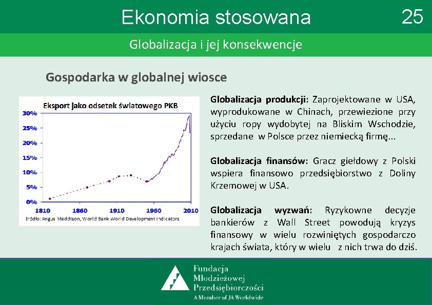 Ekonomia stosowana 25 Globalizacja i jej konsekwencje Gospodarka w globalnej wiosce Globalizacja produkcji: Zaprojektowane