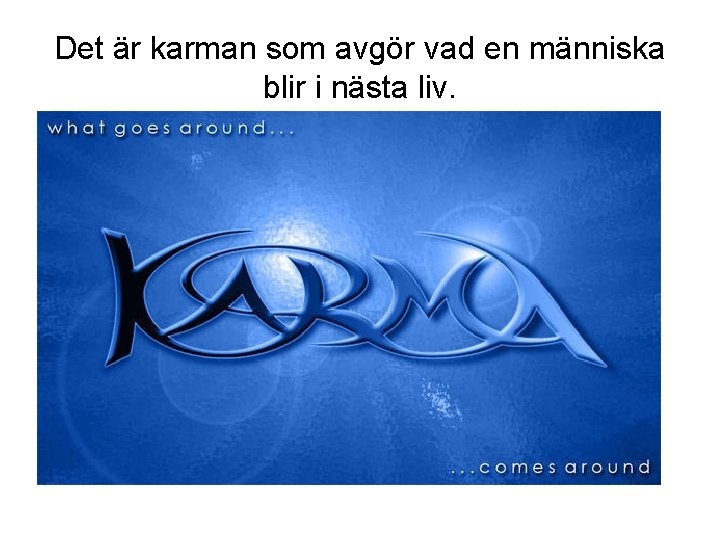 Det är karman som avgör vad en människa blir i nästa liv. 
