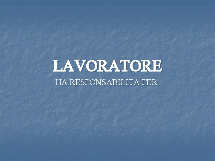 LAVORATORE HA RESPONSABILITÀ PER: 