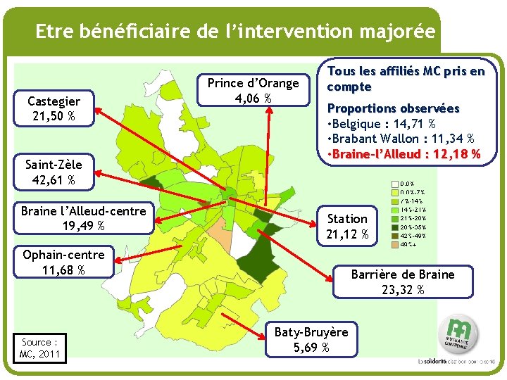 # Etre bénéficiaire de l’intervention majorée Castegier 21, 50 % Saint-Zèle 42, 61 %