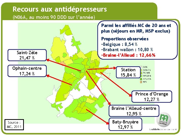 # Recours aux antidépresseurs (N 06 A, au moins 90 DDD sur l’année) Parmi