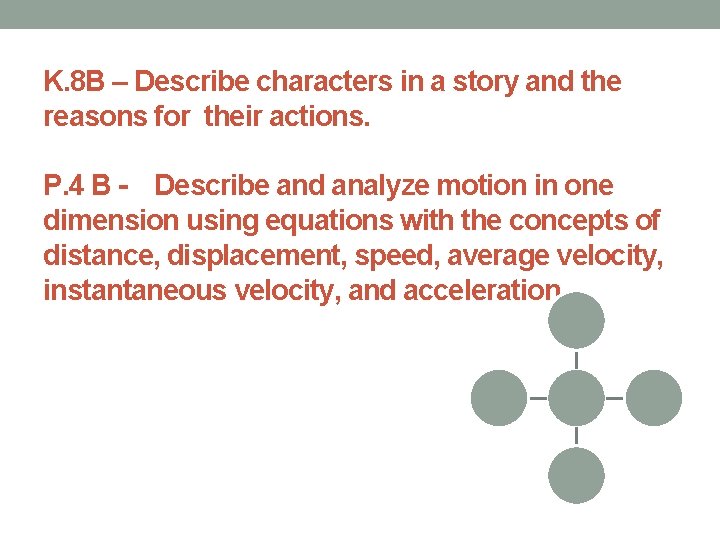 K. 8 B – Describe characters in a story and the reasons for their