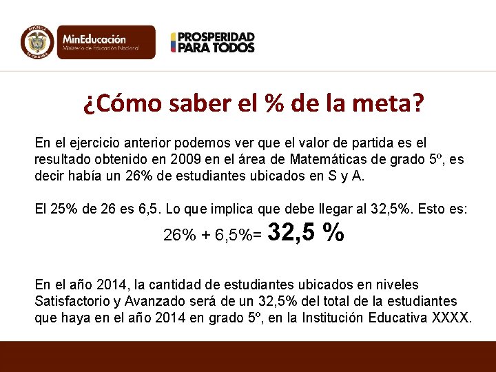 ¿Cómo saber el % de la meta? En el ejercicio anterior podemos ver que