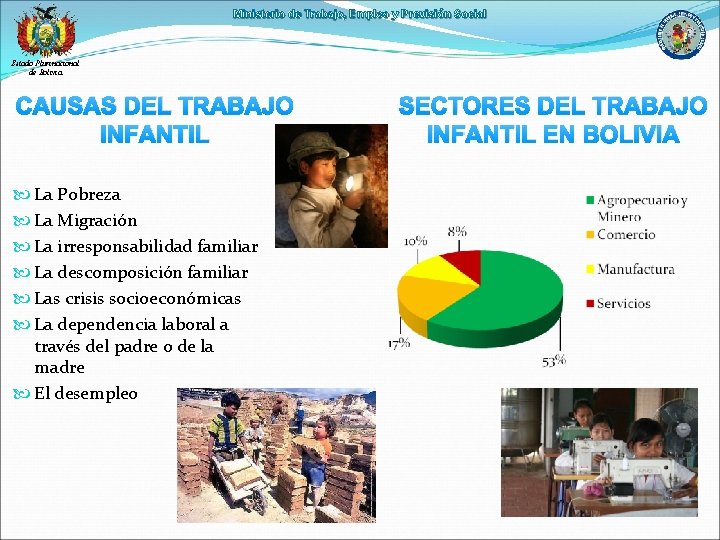 Ministerio de Trabajo, Empleo y Previsión Social Estado Plurinacional de Bolivia CAUSAS DEL TRABAJO