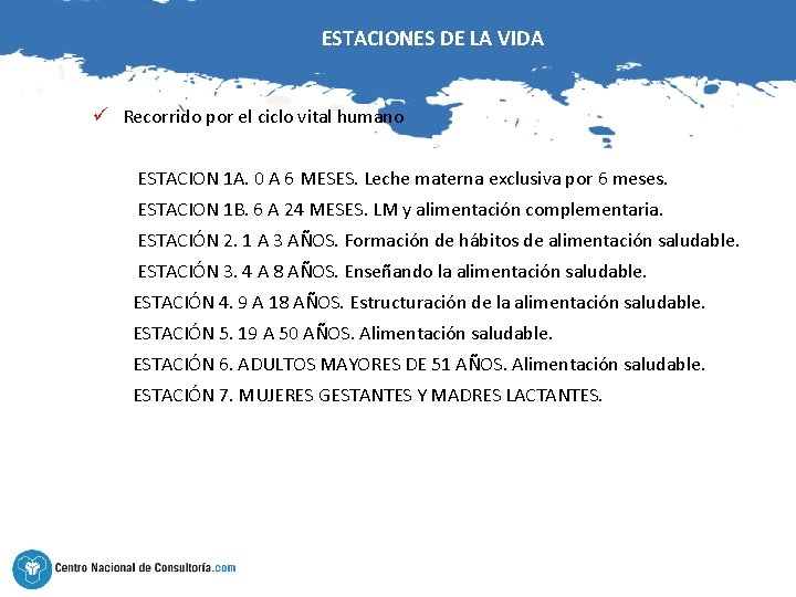 ESTACIONES DE LA VIDA ü Recorrido por el ciclo vital humano ESTACION 1 A.