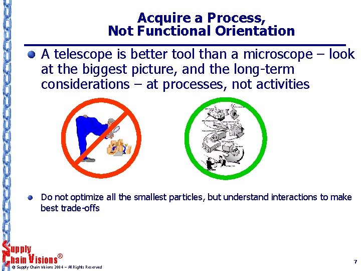 Acquire a Process, Not Functional Orientation A telescope is better tool than a microscope