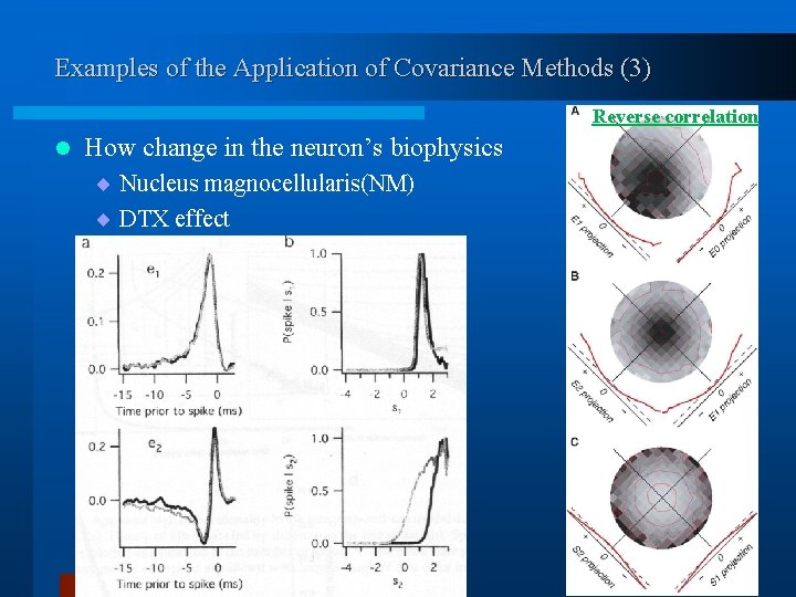 Examples of the Application of Covariance Methods (3) Reverse correlation l How change in