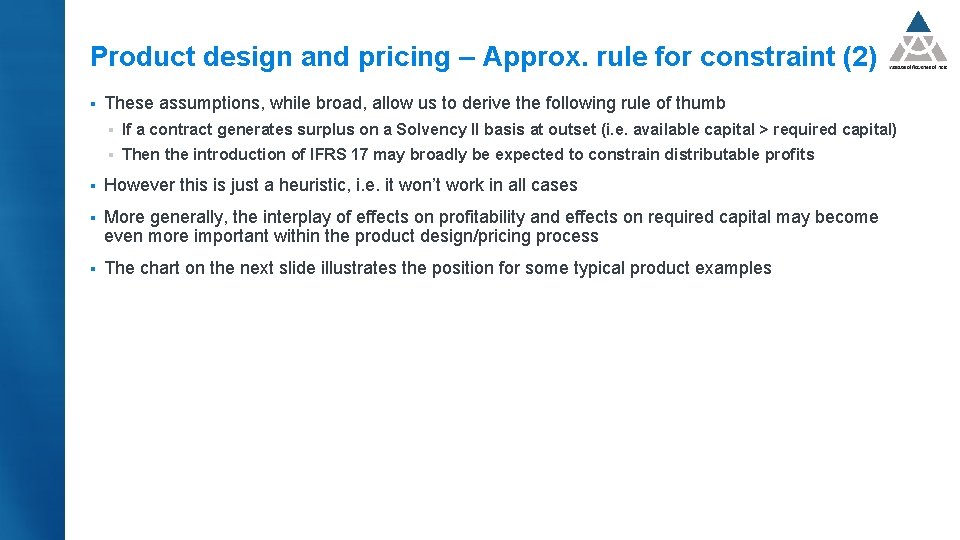 Product design and pricing – Approx. rule for constraint (2) § These assumptions, while