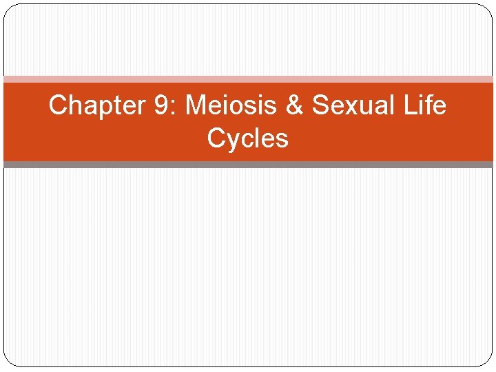 Chapter 9: Meiosis & Sexual Life Cycles 