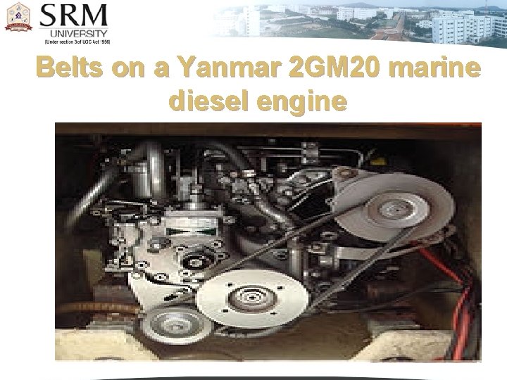 Belts on a Yanmar 2 GM 20 marine diesel engine 